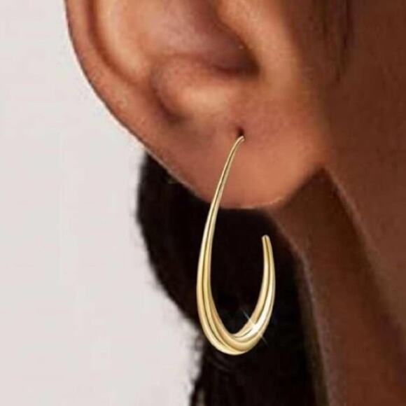 14K Gold Plated Fishhook Earrings - Picture 2 of 3